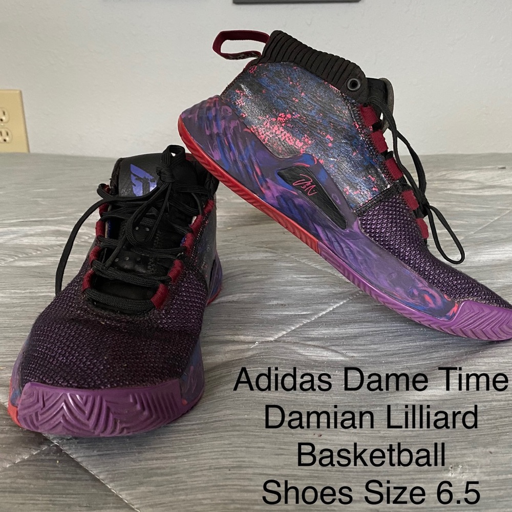 Dame Time Damian Lilliard Mens Size 6.5 Purple Red Basketball Shoes
